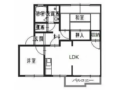 コーポ向陽台(2LDK/2階)の間取り写真