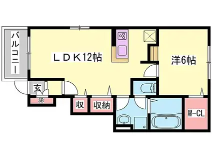 エイドI(1LDK/1階)の間取り写真