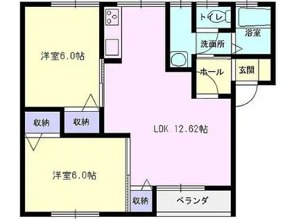 JR奥羽本線 横手駅 徒歩34分 2階建 築27年(2LDK/1階)の間取り写真