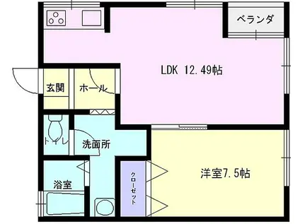JR奥羽本線 横手駅 徒歩34分 2階建 築27年(1LDK/2階)の間取り写真