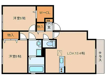 リ・ポワソン(2LDK/2階)の間取り写真