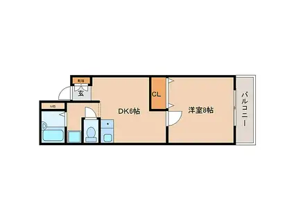 南新町ビル(1DK/4階)の間取り写真