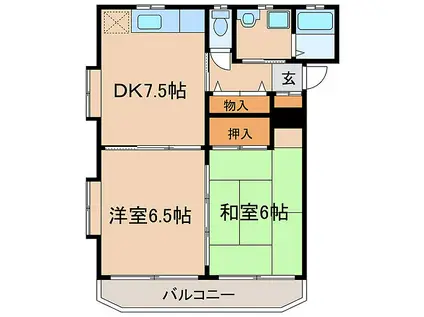 ピアパーク・ジュンナ(2DK/3階)の間取り写真