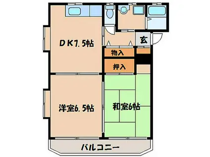 ピアパーク・ジュンナ(2DK/2階)の間取り写真