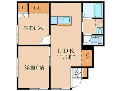 ラファエロ(2LDK/1階)の間取り写真