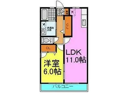 モリモリハイツ A・B棟(1LDK/1階)の間取り写真