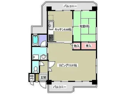 ライオンズマンション六甲口(1LDK/7階)の間取り写真