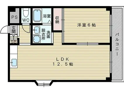 サン・ホワイティ豊里(1LDK/5階)の間取り写真