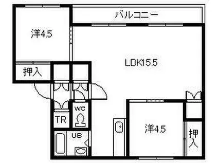 レジデンス美唄(2LDK/1階)の間取り写真