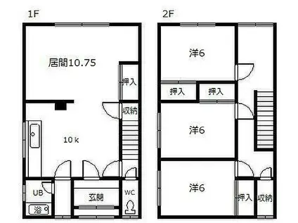 美唄アパート(3LDK/1階)の間取り写真