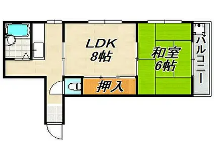 第2月見山マンション(1LDK/2階)の間取り写真