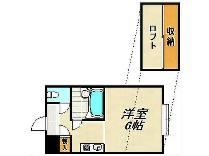 パンシオン白川台NO1(ワンルーム/2階)の間取り写真