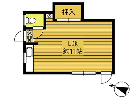 コーポ小屋松(ワンルーム/1階)の間取り写真