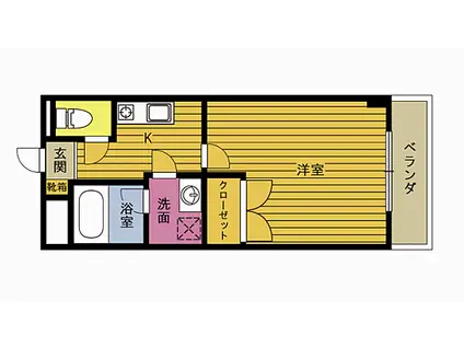 プレジール石垣(1K/4階)の間取り写真