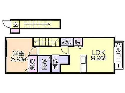 ミーツハオス南町壱番館(1LDK/2階)の間取り写真