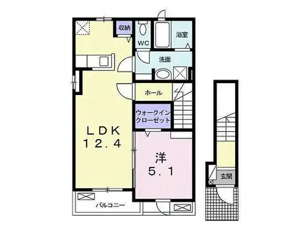 リアン ヴィラ(1LDK/2階)の間取り写真