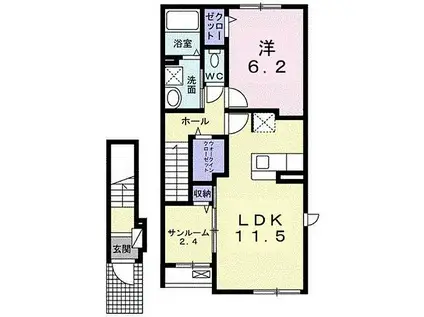 井原鉄道 子守唄の里高屋駅 徒歩10分 2階建 築1年(1SLDK/2階)の間取り写真