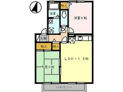 JR山陽本線 東尾道駅 徒歩13分 2階建 築23年(2LDK/1階)の間取り写真