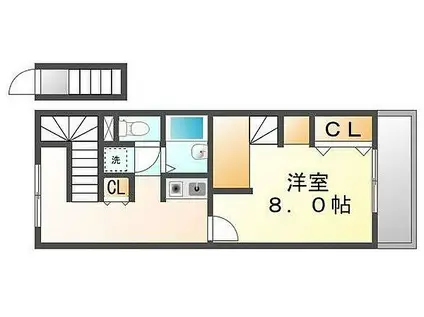 JR山陽本線 松永駅 徒歩10分 2階建 築16年(1K/2階)の間取り写真