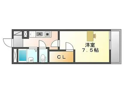 JR山陽新幹線 新尾道駅 徒歩19分 3階建 築16年(1K/1階)の間取り写真
