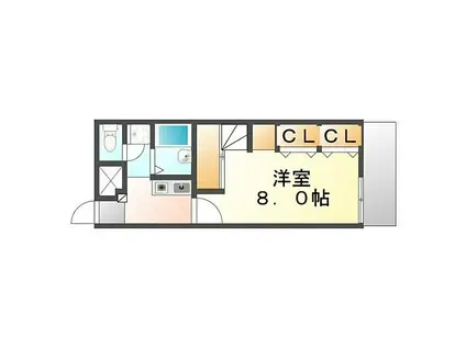 JR福塩線 高木駅(広島) 徒歩10分 2階建 築23年(1K/1階)の間取り写真