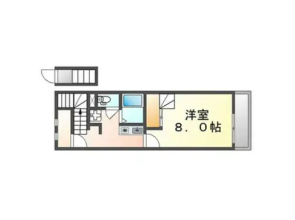 JR福塩線 府中駅(広島) 徒歩10分 2階建 築15年(1K/2階)の間取り写真