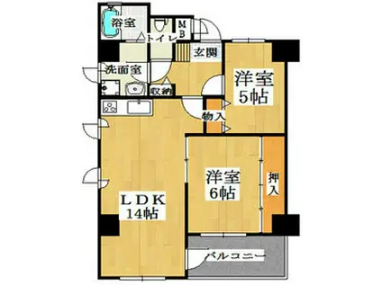ロベリア弐番館(2LDK/3階)の間取り写真