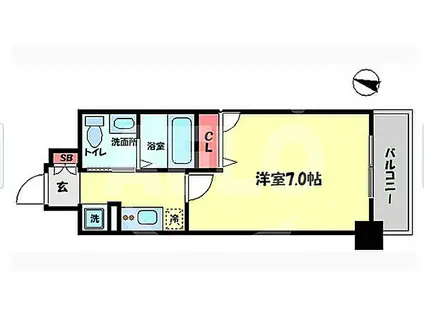 大阪メトロ御堂筋線 中津駅(阪急) 徒歩9分 14階建 築18年(1K/13階)の間取り写真