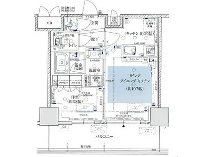 ファインレジデンス福島海老江(1LDK/15階)の間取り写真