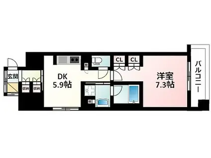 アビティ江坂(1DK/5階)の間取り写真
