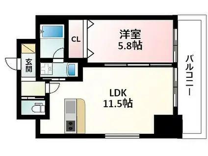 ORSUS新大阪(1LDK/14階)の間取り写真