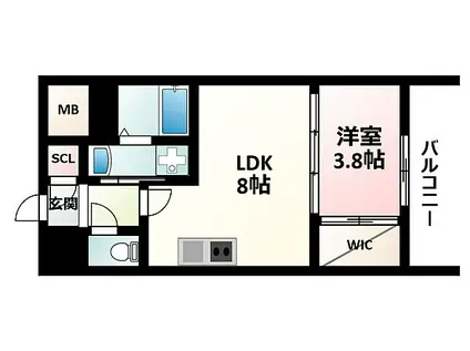 セレニテ新大阪カルム(1LDK/8階)の間取り写真