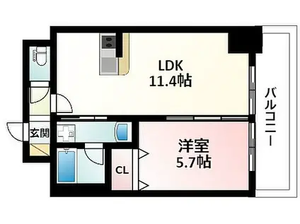 ORSUS新大阪(1LDK/6階)の間取り写真