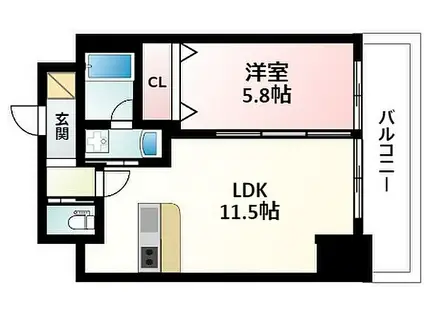 ORSUS新大阪(1LDK/14階)の間取り写真