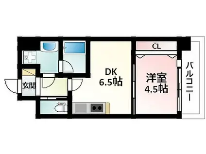 プレジオ江坂II(1DK/4階)の間取り写真