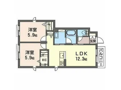 シャーメゾン W(2LDK/1階)の間取り写真