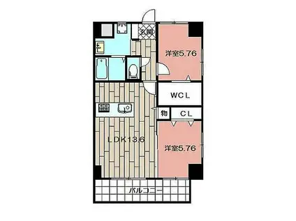 THE SQUARE・CENTRAL RESIDENCE(2LDK/4階)の間取り写真