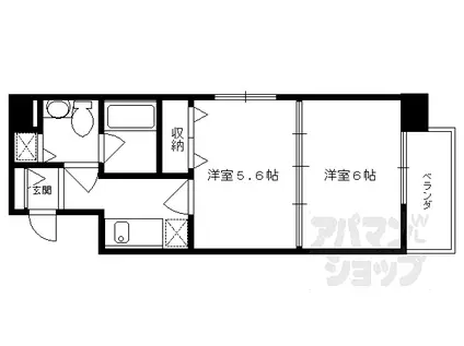ボナール三条高倉(2K/4階)の間取り写真