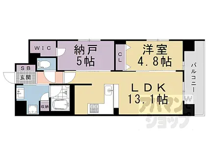ユニハイム京都七条通(1SLDK/7階)の間取り写真