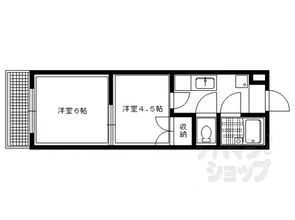 叡山電鉄叡山本線 元田中駅 徒歩1分 4階建 築35年(2K/1階)の間取り写真