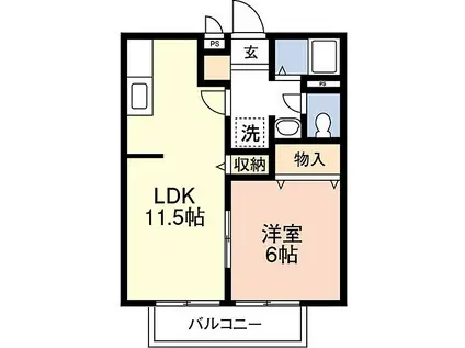 JR内房線 五井駅 バス乗車時間：7分 松ヶ島バス停で下車 徒歩5分 2階建 築31年(1LDK/2階)の間取り写真