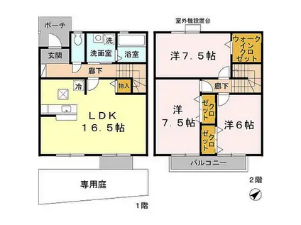 ローズコート今宿(3LDK/1階)の間取り写真