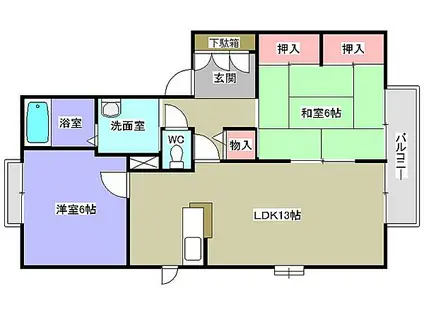 山陽電鉄本線 亀山駅(兵庫) 徒歩16分 2階建 築29年(2LDK/2階)の間取り写真