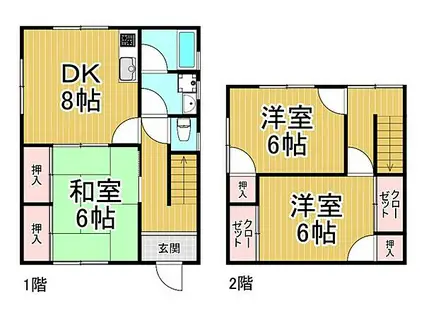 阪急伊丹線 稲野駅 徒歩13分 2階建 築30年(3DK)の間取り写真