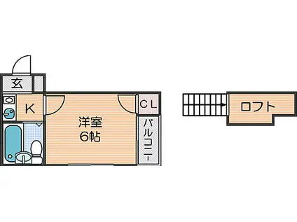 JPアパートメント住之江(1K/1階)の間取り写真