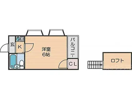 JPアパートメント住之江(1K/4階)の間取り写真