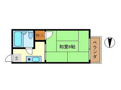 JR山陽本線 垂水駅 徒歩4分 2階建 築39年(ワンルーム/2階)の間取り写真