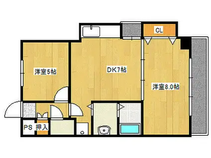 JR東海道・山陽本線 六甲道駅 徒歩6分 5階建 築28年(2DK/4階)の間取り写真