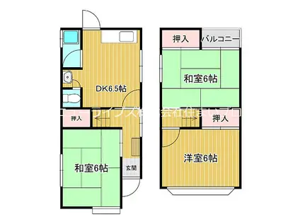 京阪本線 大和田駅(大阪) 徒歩8分 2階建 築36年(3DK)の間取り写真