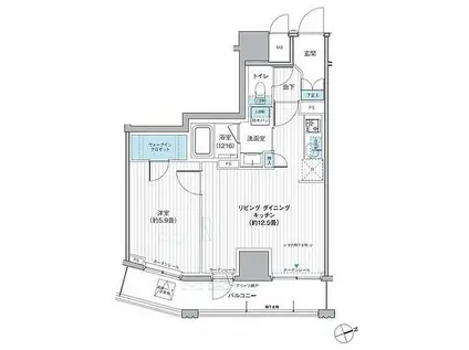 都営大江戸線 蔵前駅 徒歩4分 14階建 築1年(1LDK/8階)の間取り写真